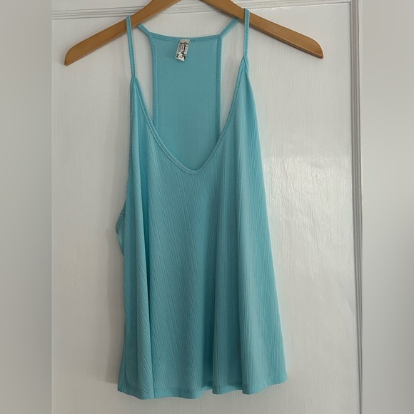Free People Intimates Green/Blue Strappy Racerback Tank Top / Camisole - Picture 1 of 7